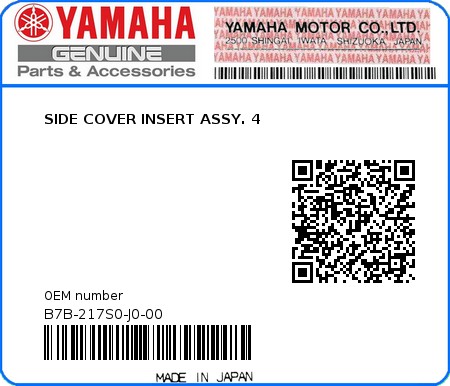 Product image: Yamaha - B7B-217S0-J0-00 - SIDE COVER INSERT ASSY. 4 