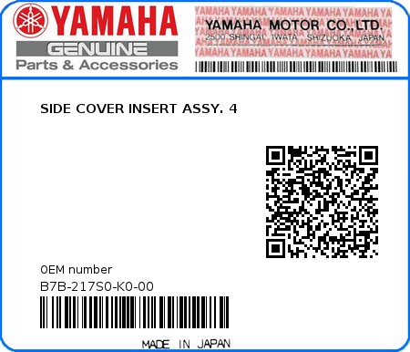 Product image: Yamaha - B7B-217S0-K0-00 - SIDE COVER INSERT ASSY. 4 