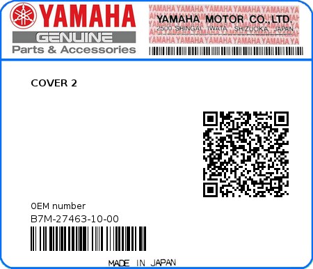 Product image: Yamaha - B7M-27463-10-00 - COVER 2 