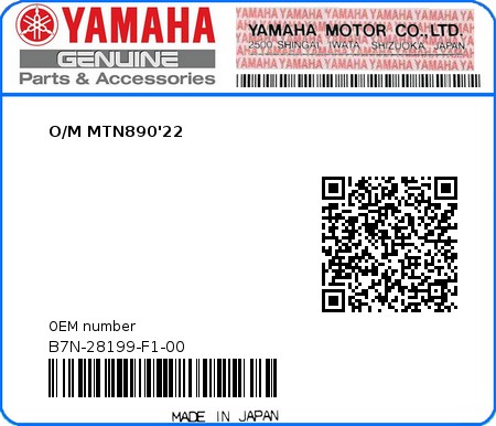 Product image: Yamaha - B7N-28199-F1-00 - O/M MTN890'22 