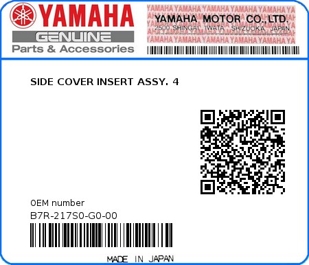 Product image: Yamaha - B7R-217S0-G0-00 - SIDE COVER INSERT ASSY. 4 