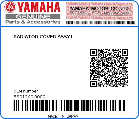 Product image: Yamaha - B901240J0000 - RADIATOR COVER ASSY1 