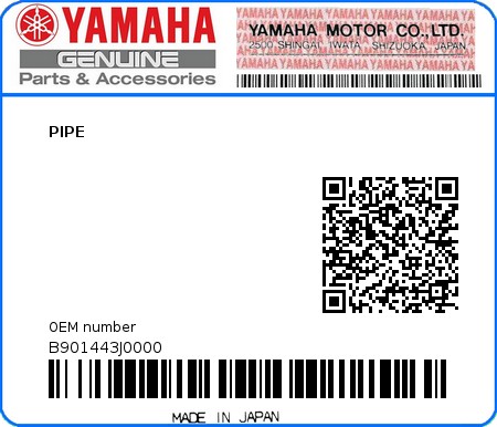 Product image: Yamaha - B901443J0000 - PIPE 