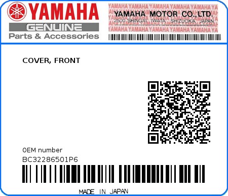 Product image: Yamaha - BC32286501P6 - COVER, FRONT 