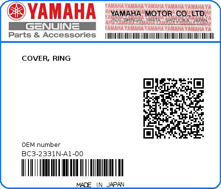 Product image: Yamaha - BC3-2331N-A1-00 - COVER, RING  0