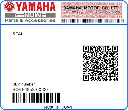 Product image: Yamaha - BC6-F4858-00-00 - SEAL 