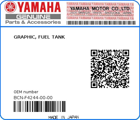 Product image: Yamaha - BCN-F4244-00-00 - GRAPHIC, FUEL TANK 