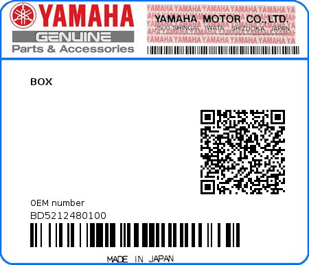 Product image: Yamaha - BD5212480100 - BOX 