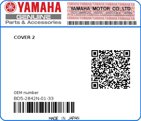 Product image: Yamaha - BD5-2842N-01-33 - COVER 2 