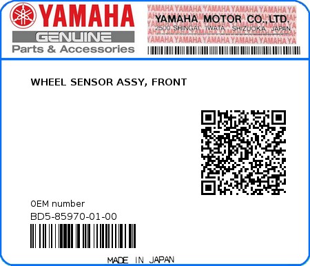 Product image: Yamaha - BD5-85970-01-00 - WHEEL SENSOR ASSY, FRONT 