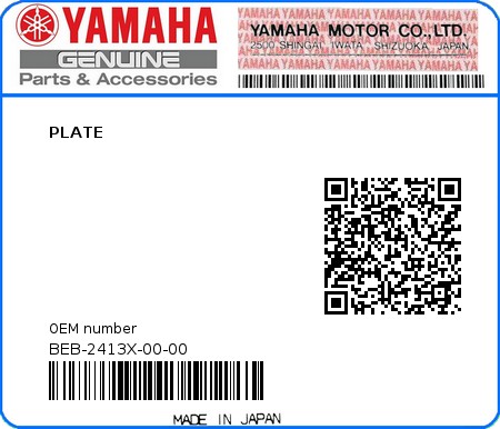 Product image: Yamaha - BEB-2413X-00-00 - PLATE 