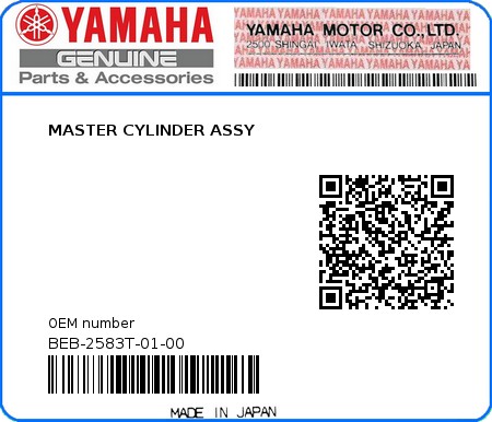 Product image: Yamaha - BEB-2583T-01-00 - MASTER CYLINDER ASSY  0