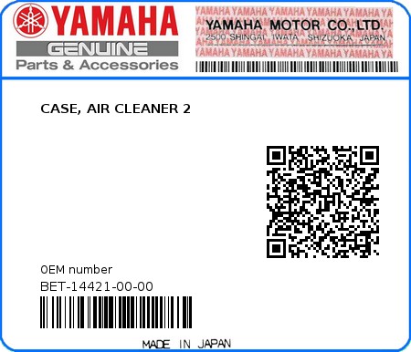 Product image: Yamaha - BET-14421-00-00 - CASE, AIR CLEANER 2 