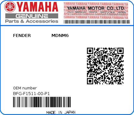 Product image: Yamaha - BFG-F1511-00-P1 - FENDER              MDNM6 