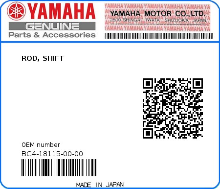 Product image: Yamaha - BG4-18115-00-00 - ROD, SHIFT  0