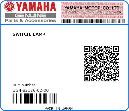Product image: Yamaha - BG4-82526-02-00 - SWITCH, LAMP  0