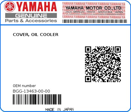 Product image: Yamaha - BGG-13463-00-00 - COVER, OIL COOLER 