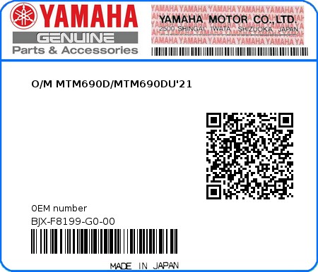 Product image: Yamaha - BJX-F8199-G0-00 - O/M MTM690D/MTM690DU'21 