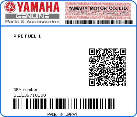 Product image: Yamaha - BL1E39710100 - PIPE FUEL 1 