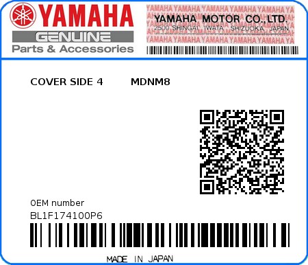 Product image: Yamaha - BL1F174100P6 - COVER SIDE 4        MDNM8 