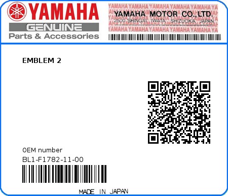 Product image: Yamaha - BL1-F1782-11-00 - EMBLEM 2 