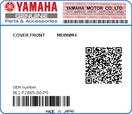 Product image: Yamaha - BL1-F2865-00-P5 - COVER FRONT        MDBNM4 