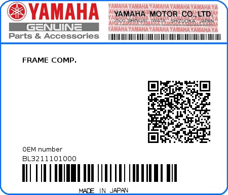 Product image: Yamaha - BL3211101000 - FRAME COMP.  0