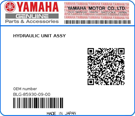 Product image: Yamaha - BLG-85930-09-00 - HYDRAULIC UNIT ASSY 