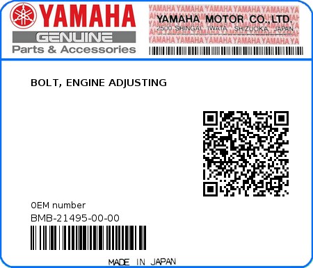 Product image: Yamaha - BMB-21495-00-00 - BOLT, ENGINE ADJUSTING 