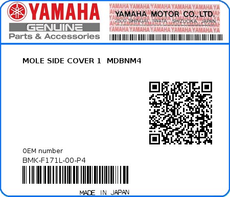 Product image: Yamaha - BMK-F171L-00-P4 - MOLE SIDE COVER 1  MDBNM4 