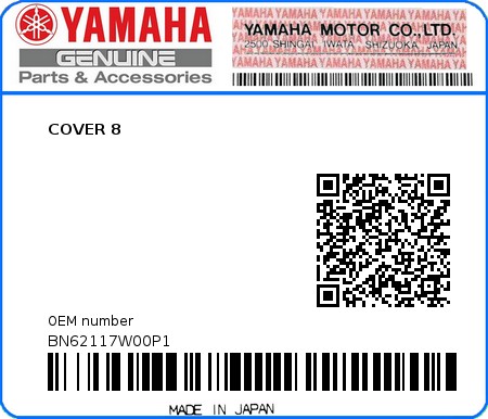 Product image: Yamaha - BN62117W00P1 - COVER 8 