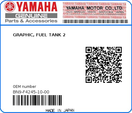 Product image: Yamaha - BN9-F4245-10-00 - GRAPHIC, FUEL TANK 2 