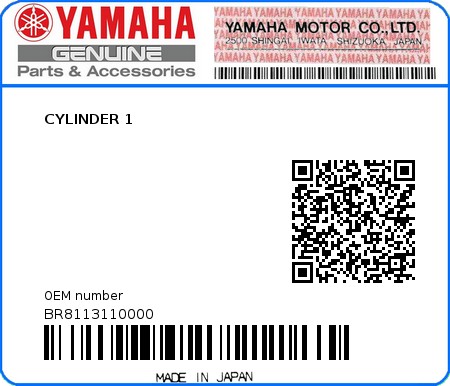 Product image: Yamaha - BR8113110000 - CYLINDER 1 