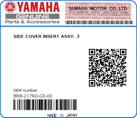 Product image: Yamaha - BR8-217R0-G0-00 - SIDE COVER INSERT ASSY. 3 