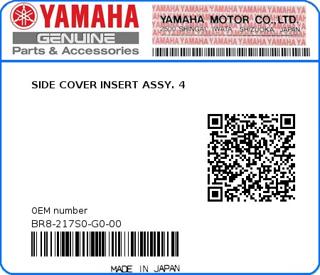 Product image: Yamaha - BR8-217S0-G0-00 - SIDE COVER INSERT ASSY. 4 