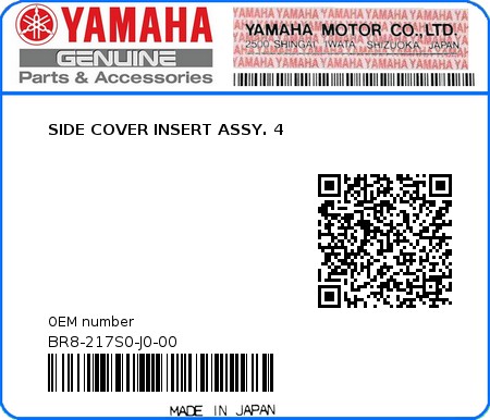 Product image: Yamaha - BR8-217S0-J0-00 - SIDE COVER INSERT ASSY. 4 