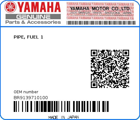 Product image: Yamaha - BR9139710100 - PIPE, FUEL 1 