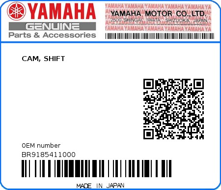 Product image: Yamaha - BR9185411000 - CAM, SHIFT  0