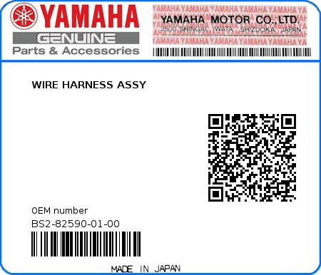 Product image: Yamaha - BS2-82590-01-00 - WIRE HARNESS ASSY  0