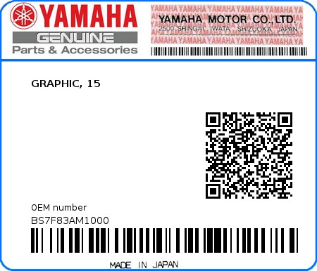 Product image: Yamaha - BS7F83AM1000 - GRAPHIC, 15 