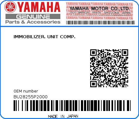 Product image: Yamaha - BU28255P2000 - IMMOBILIZER. UNIT COMP. 