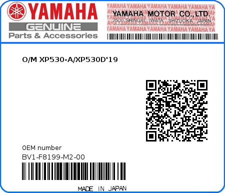 Product image: Yamaha - BV1-F8199-M2-00 - O/M XP530-A/XP530D'19 