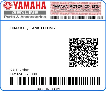 Product image: Yamaha - BW32412Y0000 - BRACKET, TANK FITTING 