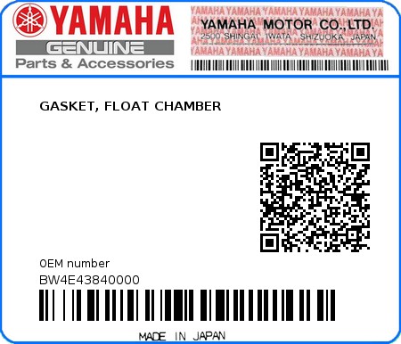 Product image: Yamaha - BW4E43840000 - GASKET, FLOAT CHAMBER  0