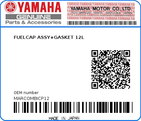 Product image: Yamaha - MARCOMBICP12 - FUELCAP ASSY+GASKET 12L  0