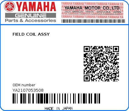 Product image: Yamaha - YA2107053508 - FIELD COIL ASSY 