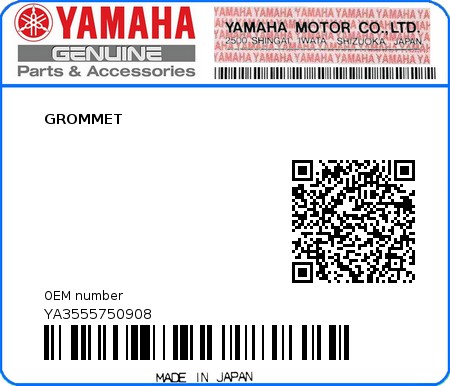 Product image: Yamaha - YA3555750908 - GROMMET 