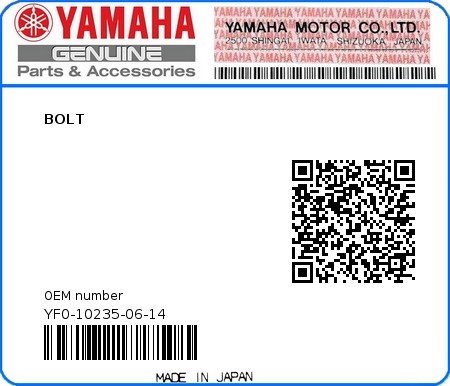 Product image: Yamaha - YF0-10235-06-14 - BOLT  0