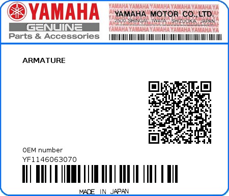 Product image: Yamaha - YF1146063070 - ARMATURE  0