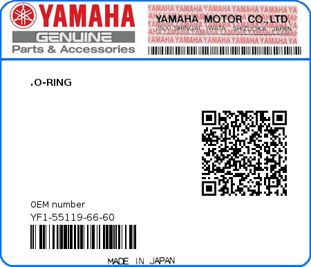 Product image: Yamaha - YF1-55119-66-60 - .O-RING  0